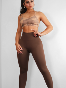 Ribbed Booty Contour Scrunch Leggings (Cocoa Brown)