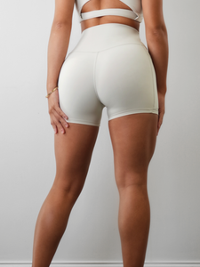 Athletic Pocket Booty Shorts (Off-White)