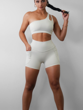 Load image into Gallery viewer, Athletic Pocket Booty Shorts (Off-White)