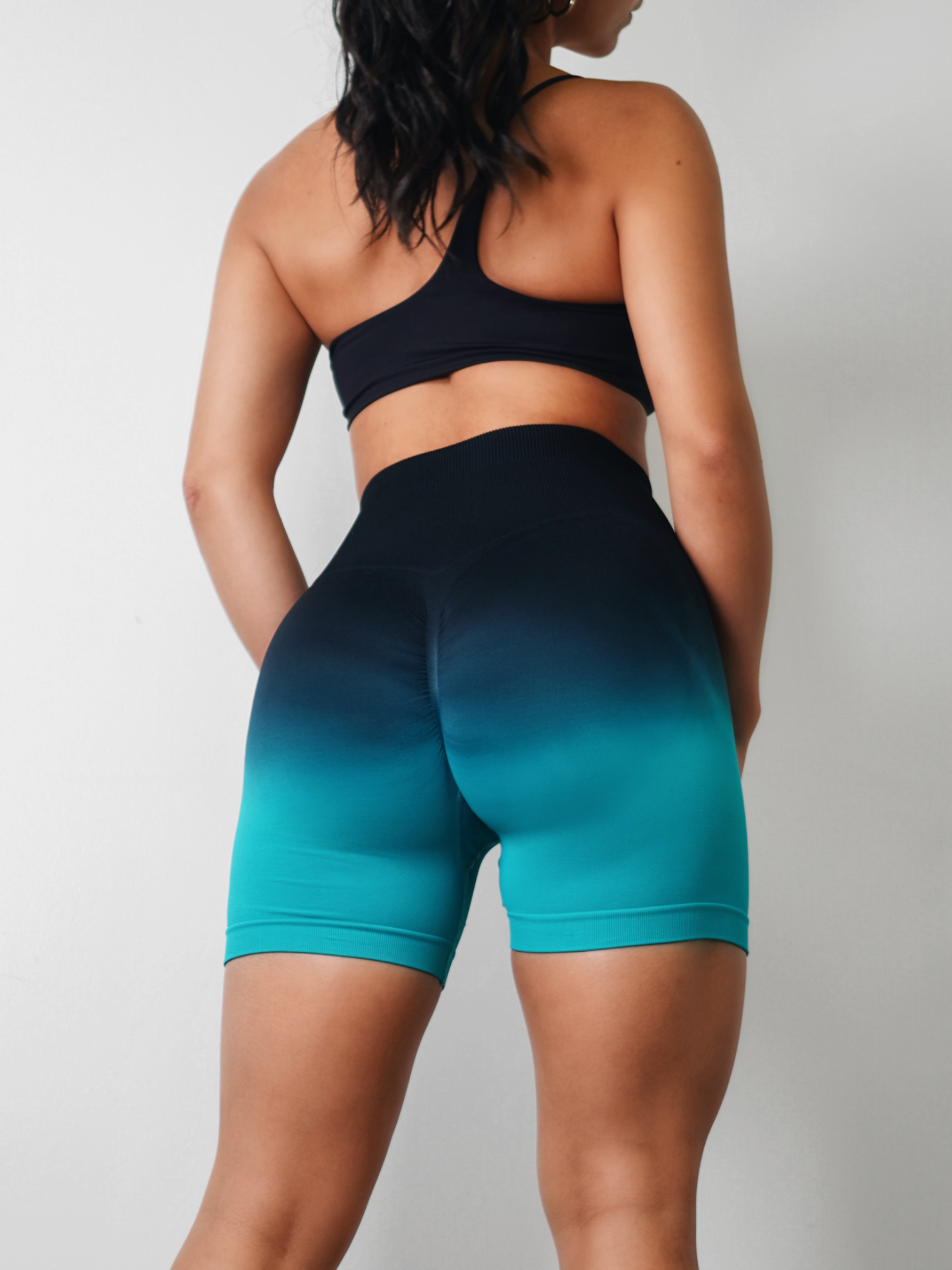 Ombre Short Shorts (Black/Teal)